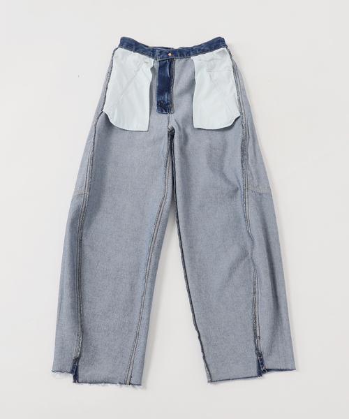 B.C STOCK(ベーセーストック)の「ウォッシャブル / DU JOUR / デュ ジュール BARREL PAINTER JEAN(デニムパンツ・レディース・ライトブルー/ピンク/ホワイト・38/36)」の5枚目の写真