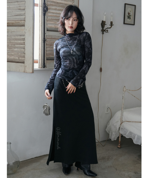 MIMI MONDE(ミミモンド)の「Studded maxi skirt(Black)(スカート・レディース・その他・FREE)」の2枚目の写真