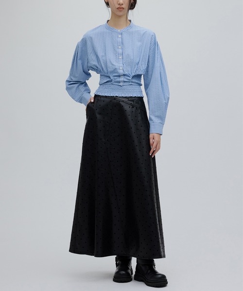 Ameri(アメリ)の「SHIRRING LAYERED SHORT SHIRT(シャツ/ブラウス・レディース・ブルー/ホワイト/ピンク・FREE)」の15枚目の写真