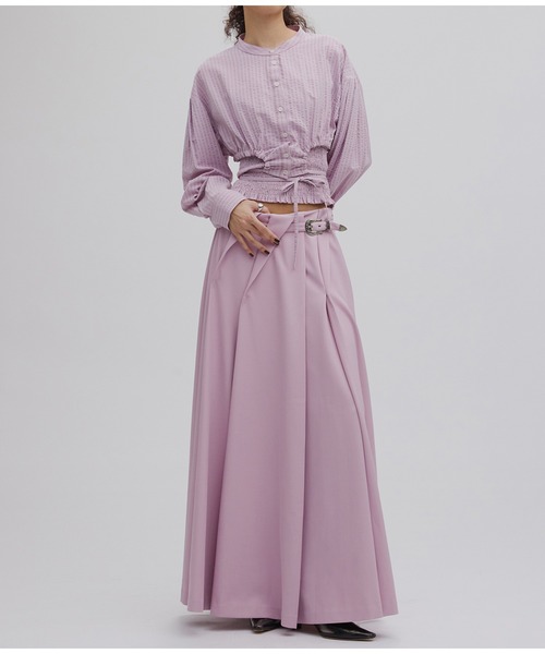 Ameri(アメリ)の「SHIRRING LAYERED SHORT SHIRT(シャツ/ブラウス・レディース・ブルー/ホワイト/ピンク・FREE)」の19枚目の写真