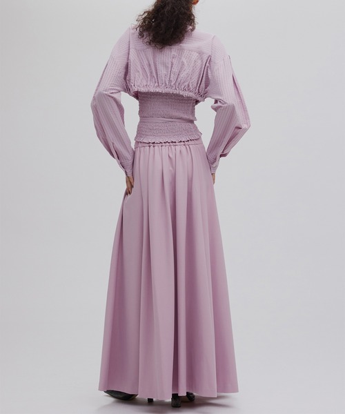 Ameri(アメリ)の「SHIRRING LAYERED SHORT SHIRT(シャツ/ブラウス・レディース・ブルー/ホワイト/ピンク・FREE)」の21枚目の写真