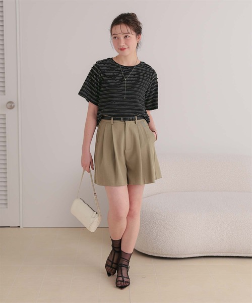 titivate(ティティベイト)の「ハーフスリーブフリルトップス(Tシャツ/カットソー・レディース・ブラウン/オフホワイト/ブラック・FREE)」の14枚目の写真