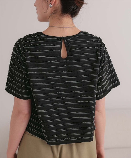 titivate(ティティベイト)の「ハーフスリーブフリルトップス(Tシャツ/カットソー・レディース・ブラウン/オフホワイト/ブラック・FREE)」の16枚目の写真