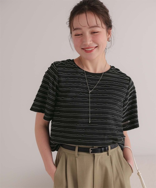 titivate(ティティベイト)の「ハーフスリーブフリルトップス(Tシャツ/カットソー・レディース・ブラウン/オフホワイト/ブラック・FREE)」の17枚目の写真