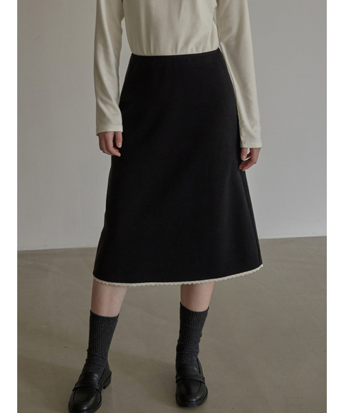 BEMUSE MANSION(ビミューズマンション)の「Lace detail A line skirt - Charcoal(スカート・レディース・チャコール・FREE)」の4枚目の写真