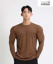 プレミアム無地マッスルフィット長袖Tシャツ(ブラウン)
