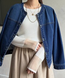 Chez toi | 袖先オーガンジーリブニット(ニット/セーター)