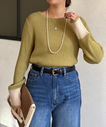 Chez toi | 袖先オーガンジーリブニット(ニット/セーター)