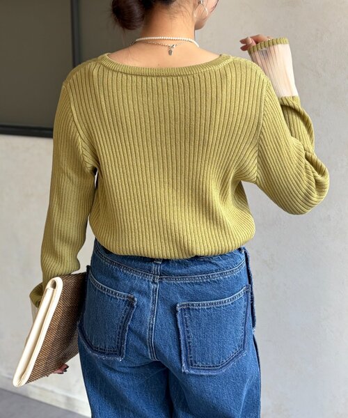 Chez toi(シェトワ)の「袖先オーガンジーリブニット(ニット/セーター・レディース・ブラック/グリーン/オフホワイト/ブルー・FREE)」の20枚目の写真