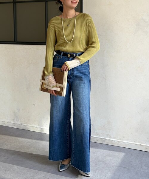 Chez toi(シェトワ)の「袖先オーガンジーリブニット(ニット/セーター・レディース・ブラック/グリーン/オフホワイト/ブルー・FREE)」の17枚目の写真