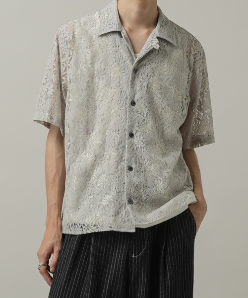CASPER JOHN(キャスパージョン)の「Flower lace shirts/フラワーレースシャツ(シャツ/ブラウス・メンズ・ライトグレー/ミント/ネイビー・SMALL/X-SMALL/LARGE/MEDIUM)」の10枚目の写真
