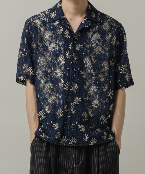 CASPER JOHN(キャスパージョン)の「Flower lace shirts/フラワーレースシャツ(シャツ/ブラウス・メンズ・ライトグレー/ミント/ネイビー・SMALL/X-SMALL/LARGE/MEDIUM)」の13枚目の写真