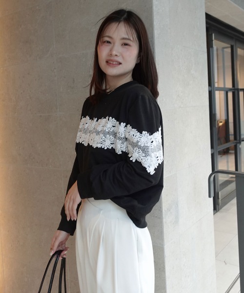 CORNERS（コーナーズ）の「レース切り替えスウェットトップス（スウェット・レディース・グレー/ブラック・M）」の11枚目の写真