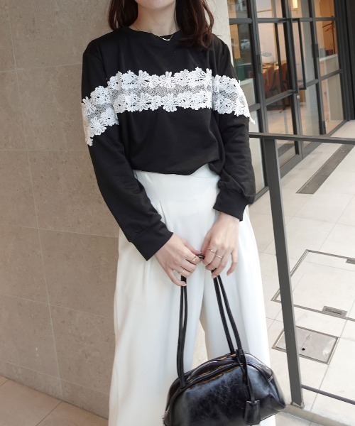 CORNERS（コーナーズ）の「レース切り替えスウェットトップス（スウェット・レディース・グレー/ブラック・M）」の13枚目の写真