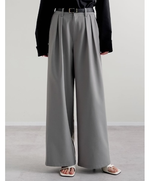 Re:EDIT（リエディ）の「[2026S/S COLLECTION][低身長/高身長サイズ有]ツイルツータックワイドパンツ（その他パンツ・レディース・ベージュ/イエロー/ブラウン/グレー・SHORT/MEDIUM/TALL/LARGE）」の5枚目の写真