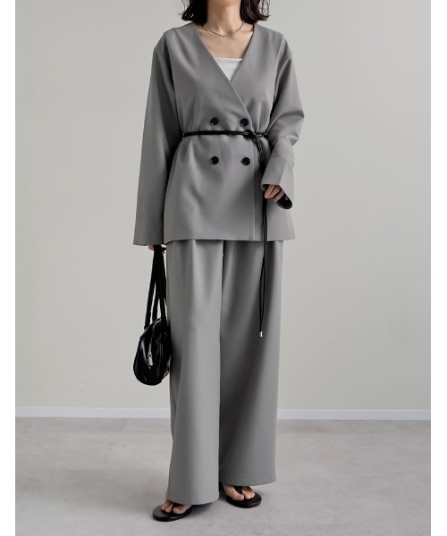 Re:EDIT（リエディ）の「[2026S/S COLLECTION][低身長/高身長サイズ有]ツイルツータックワイドパンツ（その他パンツ・レディース・ベージュ/イエロー/ブラウン/グレー・SHORT/MEDIUM/TALL/LARGE）」の9枚目の写真