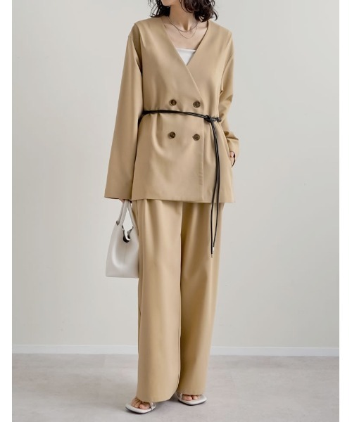 Re:EDIT（リエディ）の「[2026S/S COLLECTION][低身長/高身長サイズ有]ツイルツータックワイドパンツ（その他パンツ・レディース・ベージュ/イエロー/ブラウン/グレー・SHORT/MEDIUM/TALL/LARGE）」の11枚目の写真