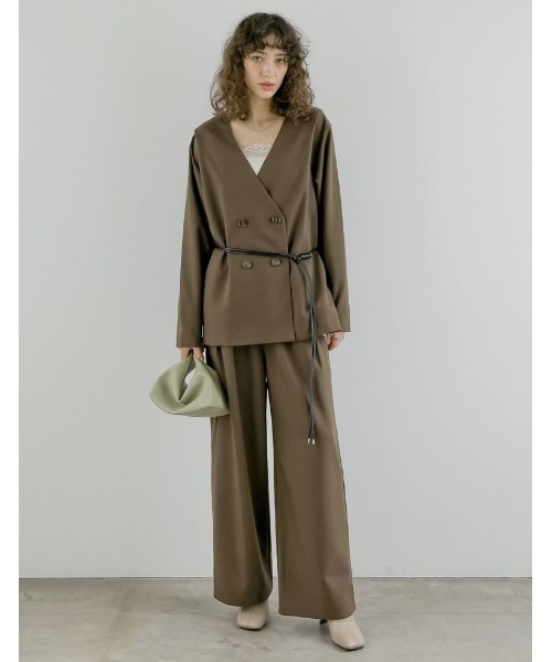 Re:EDIT（リエディ）の「[2026S/S COLLECTION][低身長/高身長サイズ有]ツイルツータックワイドパンツ（その他パンツ・レディース・ベージュ/イエロー/ブラウン/グレー・SHORT/MEDIUM/TALL/LARGE）」の13枚目の写真