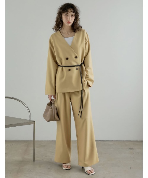 Re:EDIT（リエディ）の「[2026S/S COLLECTION][低身長/高身長サイズ有]ツイルツータックワイドパンツ（その他パンツ・レディース・ベージュ/イエロー/ブラウン/グレー・SHORT/MEDIUM/TALL/LARGE）」の17枚目の写真