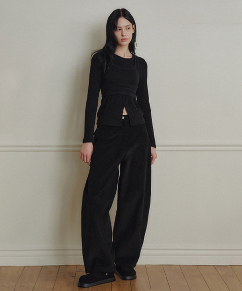 MARROT(マロット)の「カーブドコーデュロイパンツ_ブラック(その他パンツ・レディース・ブラック・MEDIUM/SMALL)」の2枚目の写真
