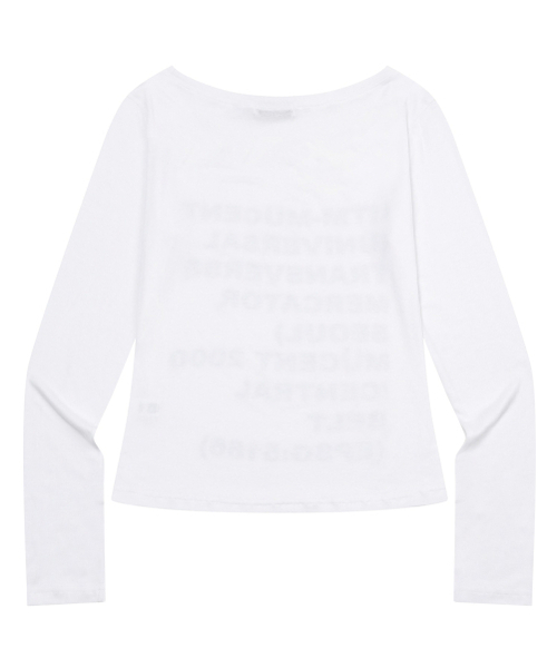 MUCENT（ムセント）の「レト37レタリングUネックロングスリーブTシャツ（2カラー）（Tシャツ/カットソー・レディース・ホワイト/ブラック・FREE）」の8枚目の写真