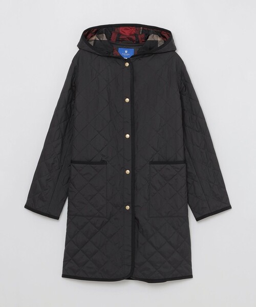 BLUE LABEL CRESTBRIDGE(ブルーレーベルクレストブリッジ)の「【一部店舗限定】クレストブリッジチェックキルティングコート(ノーカラーコート・レディース・ダークネイビー/ベージュ/ブラック・36/38)」の20枚目の写真