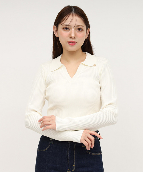 ROYAL PARTY（ロイヤルパーティー）の「ウォッシャブルスキッパー長袖ニットトップス（ニット/セーター・レディース・ピンク/オフホワイト/ブルー/ブラック/マルチ・FREE）」の2枚目の写真