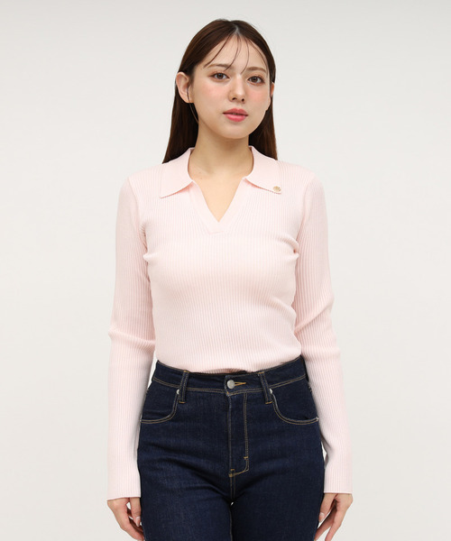 ROYAL PARTY（ロイヤルパーティー）の「ウォッシャブルスキッパー長袖ニットトップス（ニット/セーター・レディース・ピンク/オフホワイト/ブルー/ブラック/マルチ・FREE）」の5枚目の写真