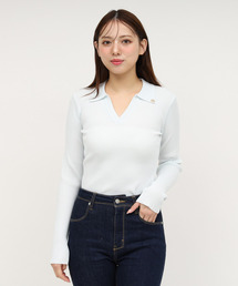 ウォッシャブルスキッパー長袖ニットトップス