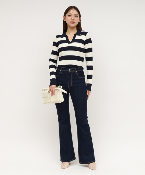 ROYAL PARTY（ロイヤルパーティー）の「ウォッシャブルスキッパー長袖ニットトップス（ニット/セーター・レディース・ピンク/オフホワイト/ブルー/ブラック/マルチ・FREE）」の14枚目の写真