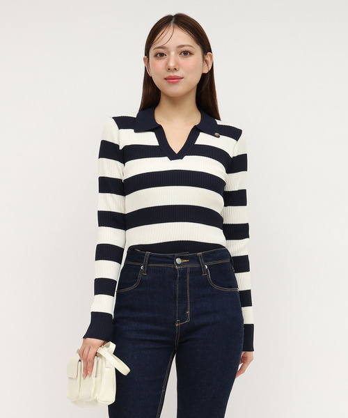 ROYAL PARTY（ロイヤルパーティー）の「ウォッシャブルスキッパー長袖ニットトップス（ニット/セーター・レディース・ピンク/オフホワイト/ブルー/ブラック/マルチ・FREE）」の6枚目の写真