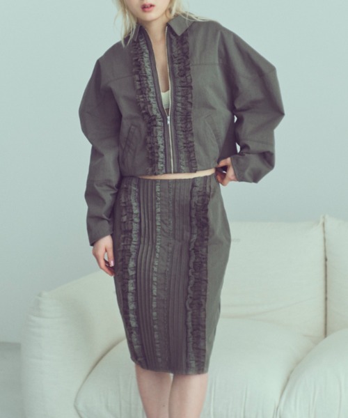 EN NEUME（エンノイム）の「【Set Up】Lace Composition Midi Skirt（スカート・レディース・アイボリー/ブラック/カーキ・0/1）」の3枚目の写真