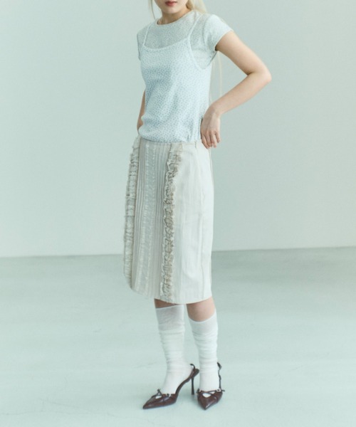 EN NEUME（エンノイム）の「【Set Up】Lace Composition Midi Skirt（スカート・レディース・アイボリー/ブラック/カーキ・0/1）」の7枚目の写真