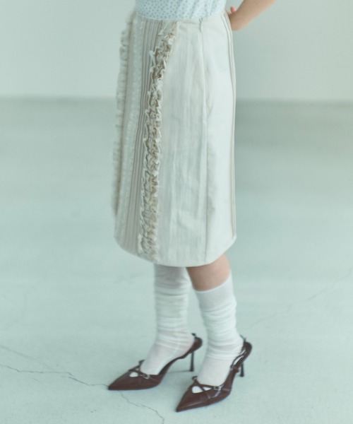 EN NEUME（エンノイム）の「【Set Up】Lace Composition Midi Skirt（スカート・レディース・アイボリー/ブラック/カーキ・0/1）」の5枚目の写真