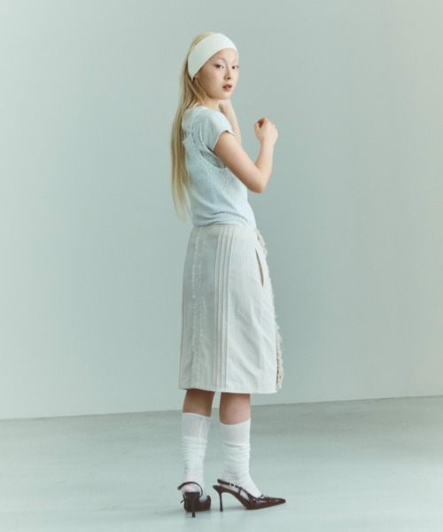 EN NEUME（エンノイム）の「【Set Up】Lace Composition Midi Skirt（スカート・レディース・アイボリー/ブラック/カーキ・0/1）」の8枚目の写真