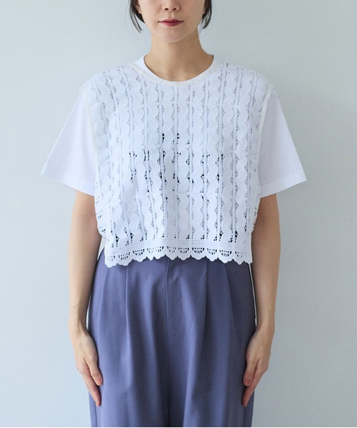 yuni（ユニ　）の「Cotton/wave lace vest（シャツ/ブラウス・レディース・ホワイト/ブラック・FREE）」の10枚目の写真