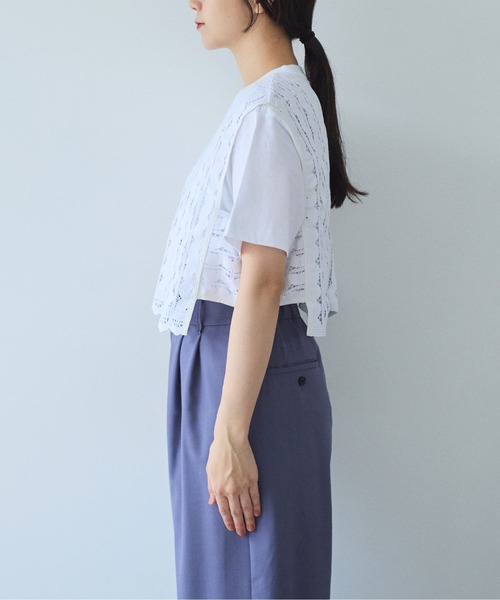 yuni（ユニ　）の「Cotton/wave lace vest（シャツ/ブラウス・レディース・ホワイト/ブラック・FREE）」の11枚目の写真