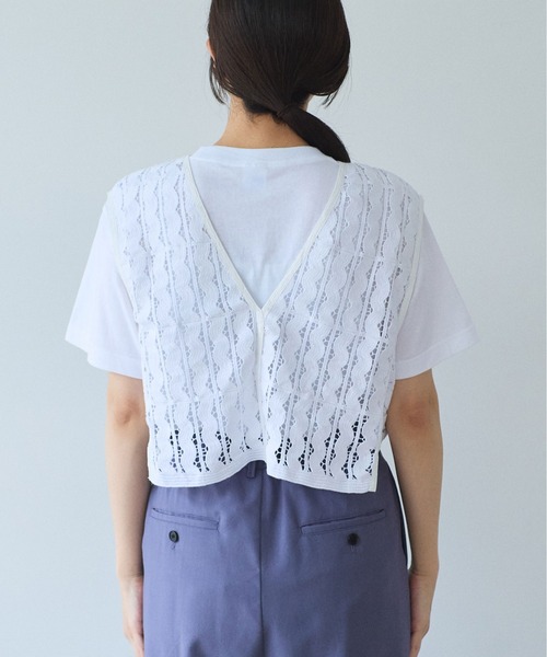 yuni（ユニ　）の「Cotton/wave lace vest（シャツ/ブラウス・レディース・ホワイト/ブラック・FREE）」の12枚目の写真