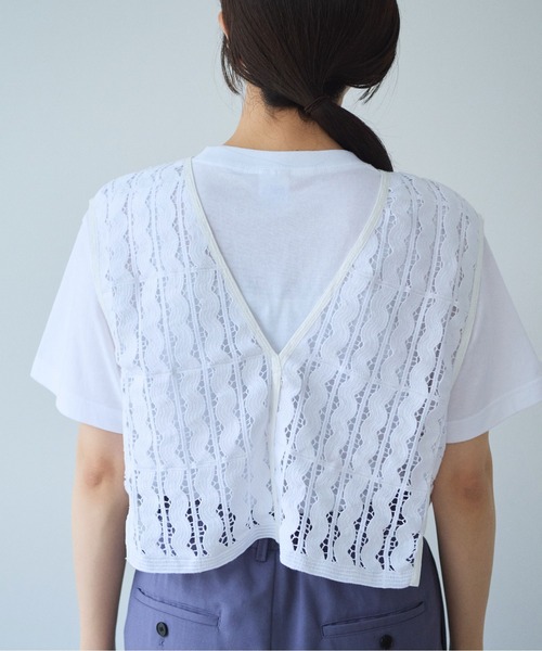 yuni（ユニ　）の「Cotton/wave lace vest（シャツ/ブラウス・レディース・ホワイト/ブラック・FREE）」の13枚目の写真