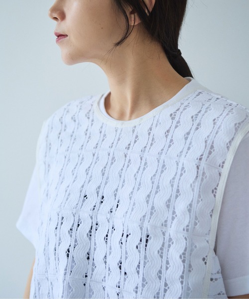 yuni（ユニ　）の「Cotton/wave lace vest（シャツ/ブラウス・レディース・ホワイト/ブラック・FREE）」の14枚目の写真