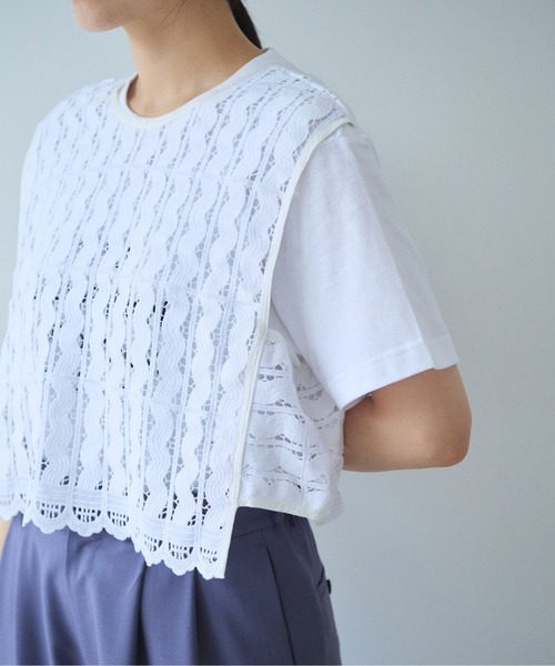 yuni（ユニ　）の「Cotton/wave lace vest（シャツ/ブラウス・レディース・ホワイト/ブラック・FREE）」の15枚目の写真