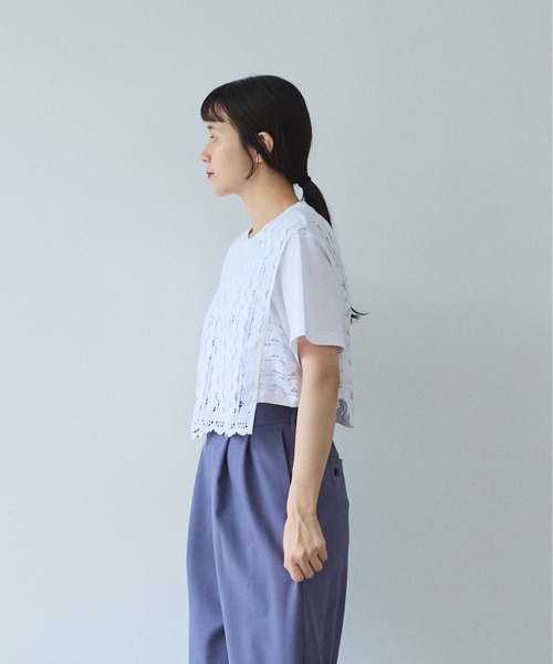 yuni（ユニ　）の「Cotton/wave lace vest（シャツ/ブラウス・レディース・ホワイト/ブラック・FREE）」の8枚目の写真