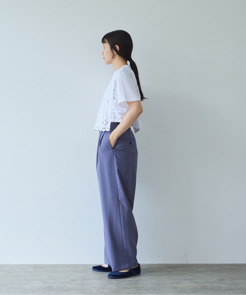 yuni（ユニ　）の「Cotton/wave lace vest（シャツ/ブラウス・レディース・ホワイト/ブラック・FREE）」の5枚目の写真