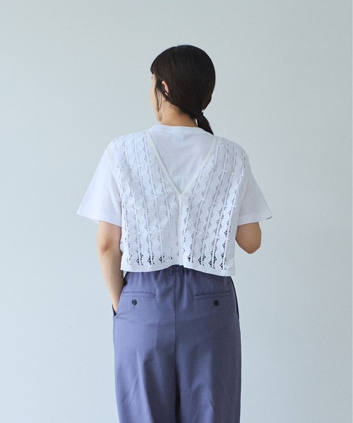 yuni（ユニ　）の「Cotton/wave lace vest（シャツ/ブラウス・レディース・ホワイト/ブラック・FREE）」の9枚目の写真