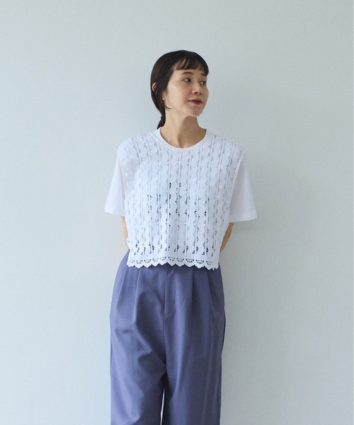 yuni（ユニ　）の「Cotton/wave lace vest（シャツ/ブラウス・レディース・ホワイト/ブラック・FREE）」の7枚目の写真