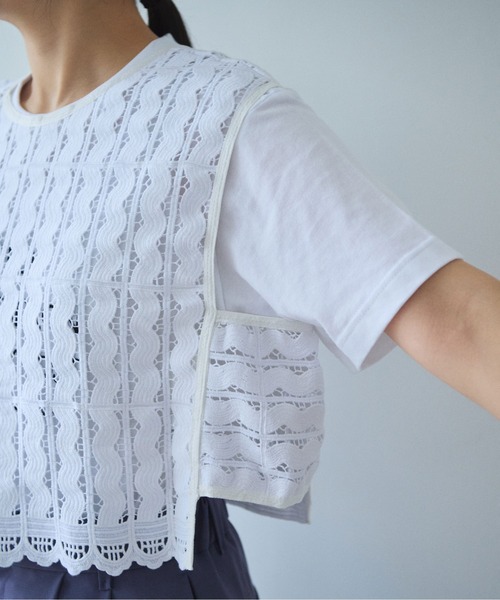 yuni（ユニ　）の「Cotton/wave lace vest（シャツ/ブラウス・レディース・ホワイト/ブラック・FREE）」の16枚目の写真