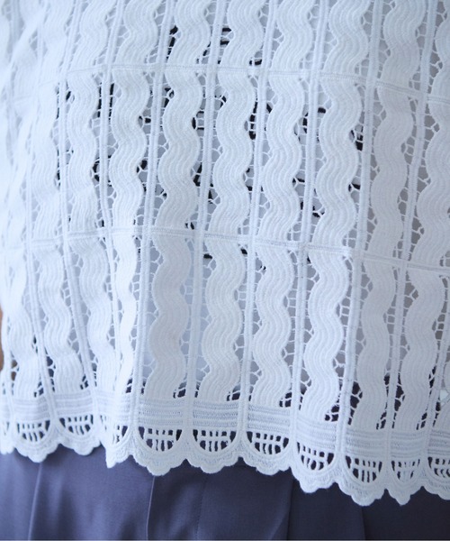 yuni（ユニ　）の「Cotton/wave lace vest（シャツ/ブラウス・レディース・ホワイト/ブラック・FREE）」の17枚目の写真