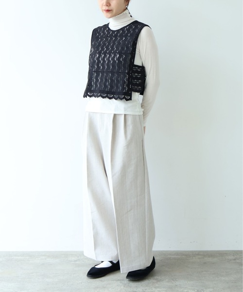 yuni（ユニ　）の「Cotton/wave lace vest（シャツ/ブラウス・レディース・ホワイト/ブラック・FREE）」の20枚目の写真