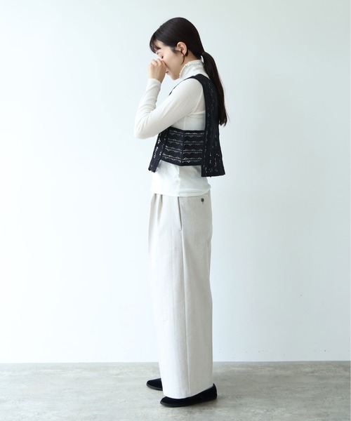 yuni（ユニ　）の「Cotton/wave lace vest（シャツ/ブラウス・レディース・ホワイト/ブラック・FREE）」の21枚目の写真