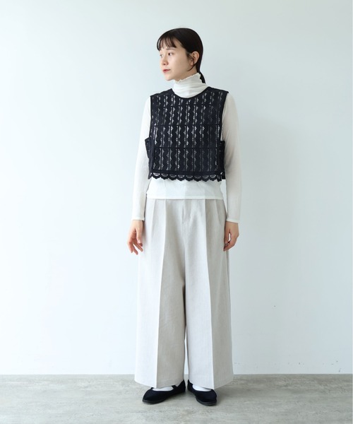 yuni（ユニ　）の「Cotton/wave lace vest（シャツ/ブラウス・レディース・ホワイト/ブラック・FREE）」の19枚目の写真